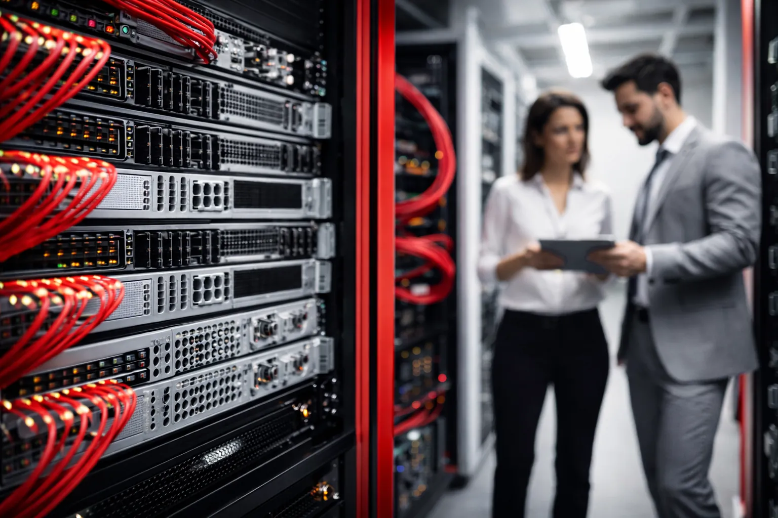 server untuk perusahaan dengan infrastruktur rack server modern di data center